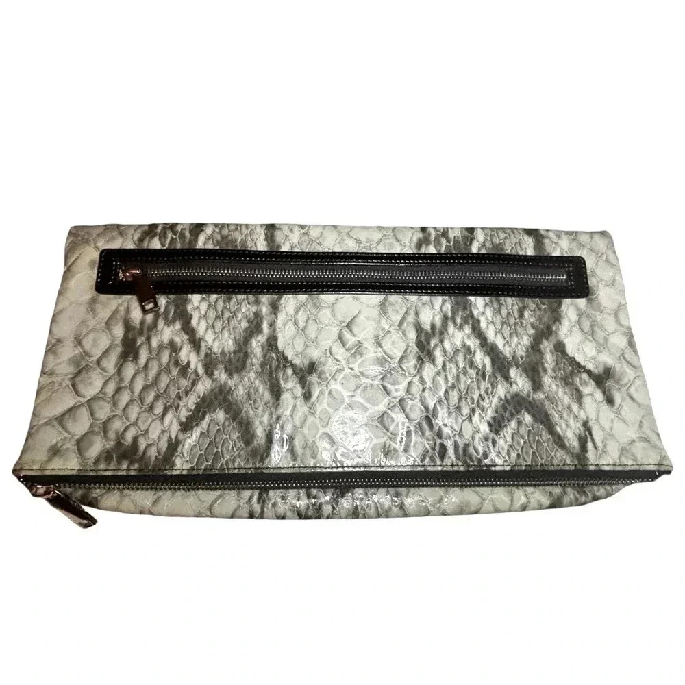 Lodis Clutch Snakeskin Double Compartment Magnet/Zip Snakeskin Clutch NWOT